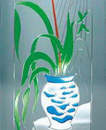 Orchid bonsai window glass textures