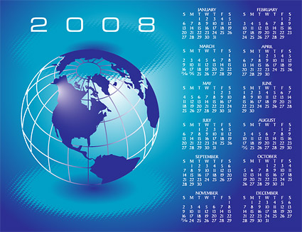 tahun kalender 2008 vektor bahan-2