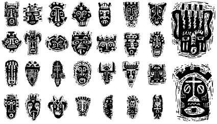 Vetor de material pictórico máscaras tribais africanas