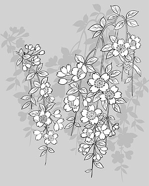 Vektor gambar garis flowers-43(Sakura)