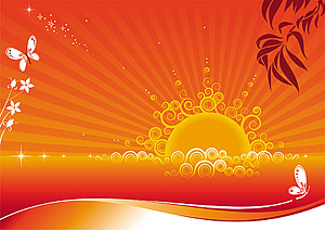 Sunset and the trend of vector material