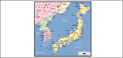 वेक्टर दुनिया - जापान के नक्शे के मानचित्र