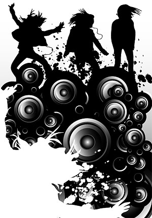 People with speakers Vector