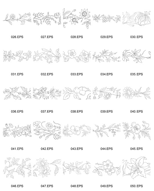 花型の線画ベクトル図-2