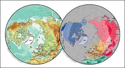 절묘 한 소재 세계-구형 북반구 지도의 벡터 지도