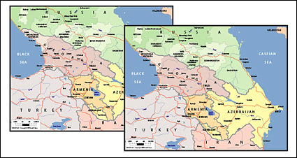 Vektor peta dunia indah bahan - peta Caucasus