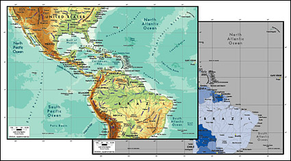 Векторная карта мира изысканный материал - Центральной Америки карта