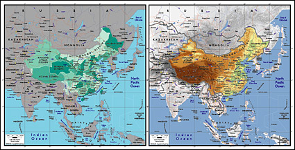絶妙な材料の世界 - 中国の地図のベクトル地図