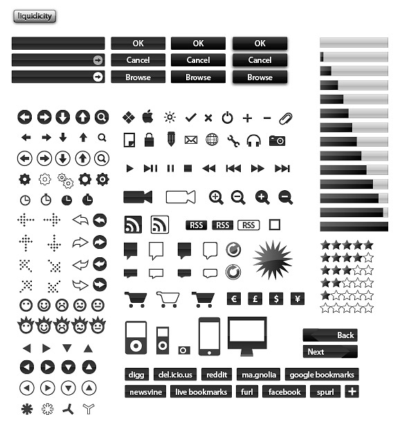 Bouton commun de Web Design et de la petite icône vecteur