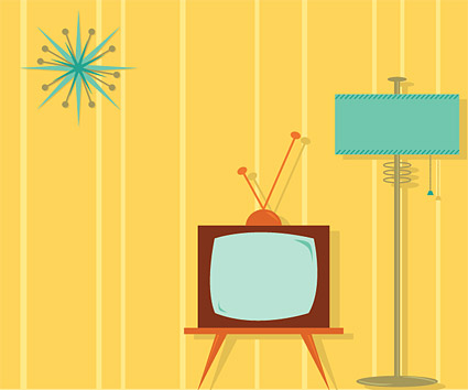 Dibujos animados de TV como material de decoración interior de vectores