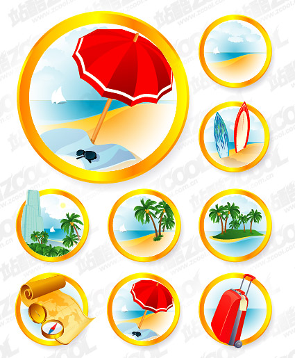 El Costa resort icono material de vectores