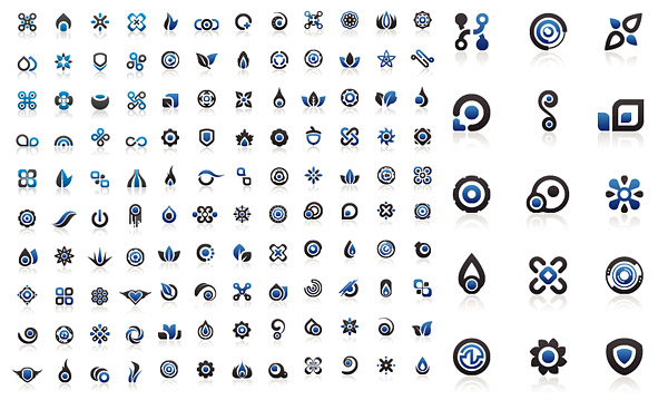 Paket blau-graue Kombination von einfache Symbole