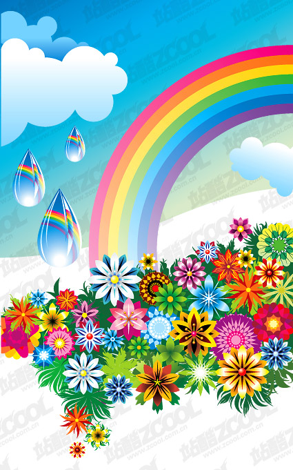 トレンドの花の虹