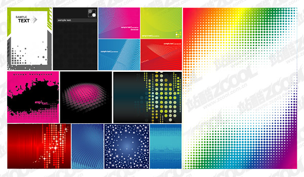 Featured vector background material - dot, checked, lines, flashlight