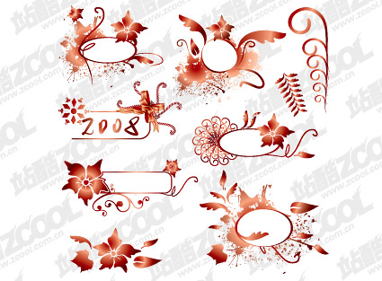 material de vectores de patrones decorativos de 2008