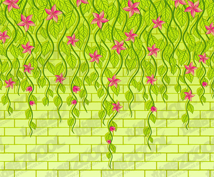 Vektor bunga di dinding bahan