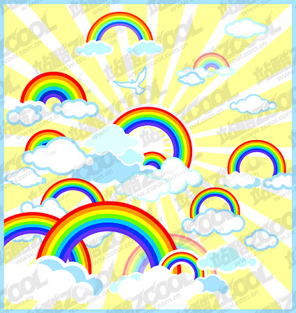 Material de ilustraciones de vectores precioso arco iris