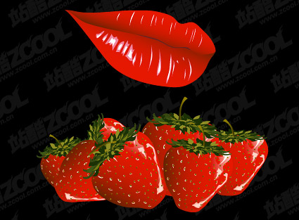 Устните и ягоди вектор