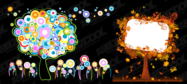 colorful trees vector material