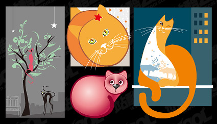 милые кошки векторные иллюстрации материал