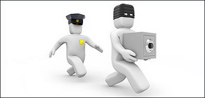 Policía 3D y los ladrones de poca imagen material