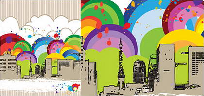 La tendance de la ville d'illustrations colorées