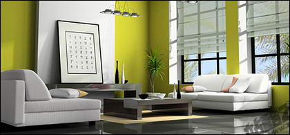 Grne modernen Wohnzimmer-Bildmaterial
