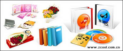 Libros, como Ramos de materiales de vector de icono de CD-ROM