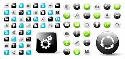 Web 2.0 web design redondo com um material de vetor de ícone do ícone de quadrado
