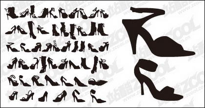 Variété de chaussures de mode pour le matériel de vecteur de silhouette femmes