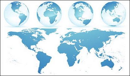 MATERIAU de cristaux blue earth monde carte vectorielle