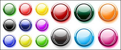 Muchos botón de colores cristal ronda material de vectores
