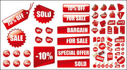 Precio de venta de materiales de decoración roja de vectores