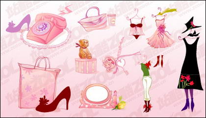 महिला गुलाबी आइकन वेक्टर सामग्री-1