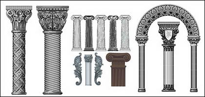Nombre de matériel vecteur de style européen colonnes classiques patron