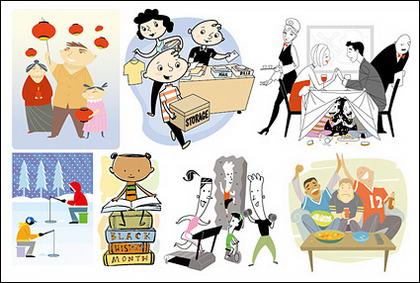 Variété de dessin animé personnages cartoon vector illustration matériel