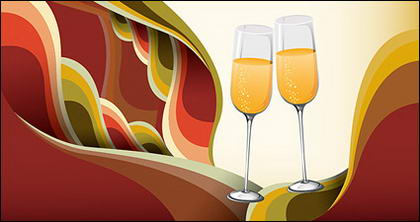 Champagne verres tendances matérielles de vecteur contextuelles