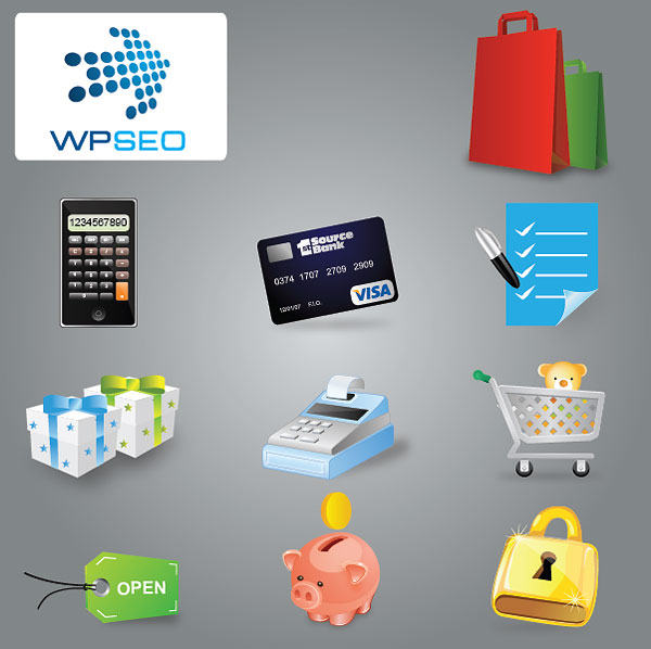 Calculadora, cartões de crédito, caixa registradora, para salvar o pote de dinheiro