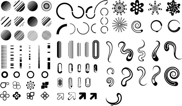 Serie de elementos de diseño blanco y negro de vectores de material -3 (gráficos sencillos)