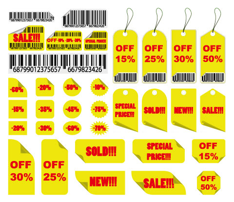 Yellow Sale Tag Vector material