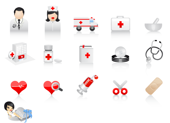 Ambulancia, contenedores de medicina, jeringas, botellas, herida pegar, estetoscopio