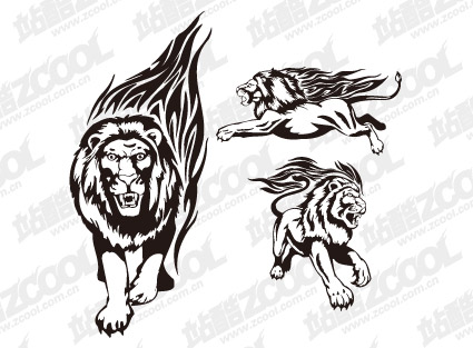 Tiger lion flame totem vector material-2