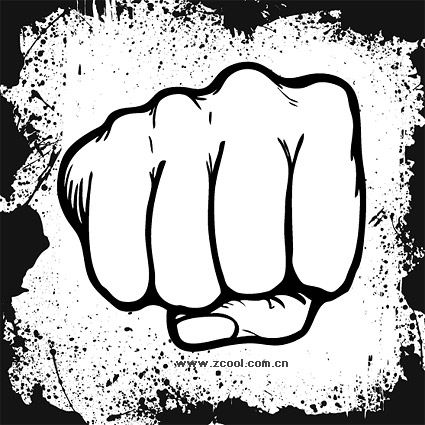 Fists and material ink border vector