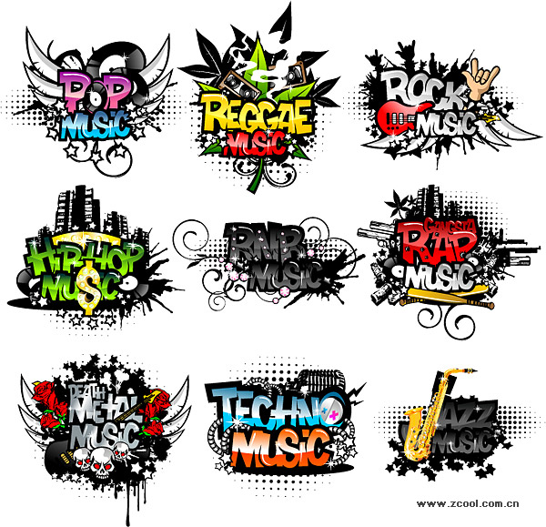 The trend of musical elements vector material
