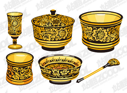 古典的なパターン ベクトル材料シリーズ-1 - 黄金の道具