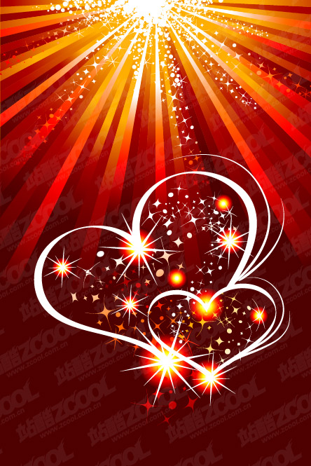 Heart-shaped flashlight and the light vector material