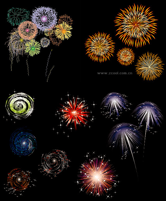 다채로운 fireworks 벡터 자료