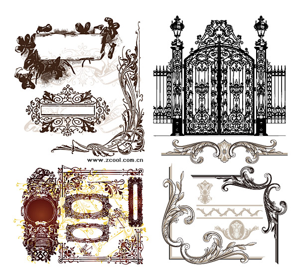 Gran variedad de práctica estilo Europeo encajes patrón vector material