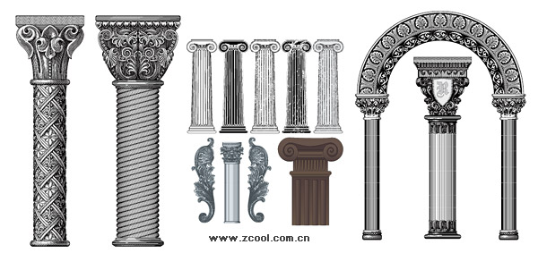 Nombre de matériel vecteur de style européen colonnes classiques patron