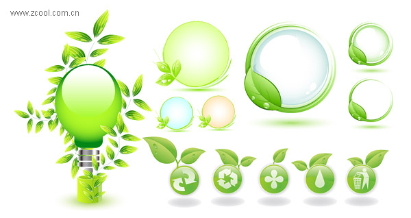 Tema de iconos de vector de materiales respetuosos de hojas verdes